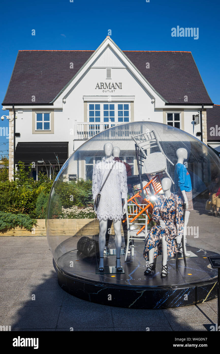 Armani outlet shop and bubble fashion display, Kildare Village outlet center, part of the Bicester Village shopping Collection, Nurney, County Kildare Stock Photo