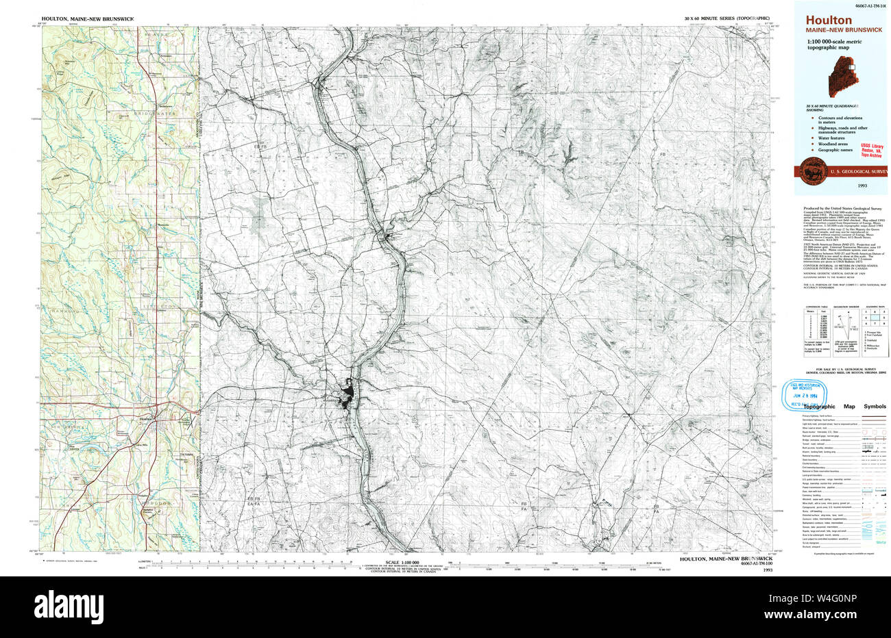 Maine USGS Historical Map Houlton 460487 1993 100000 Restoration Stock
