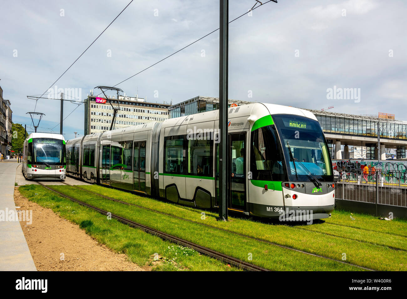 Tram in Nantes, Loire Atlantique, Pays de la Loire, France Stock Photo