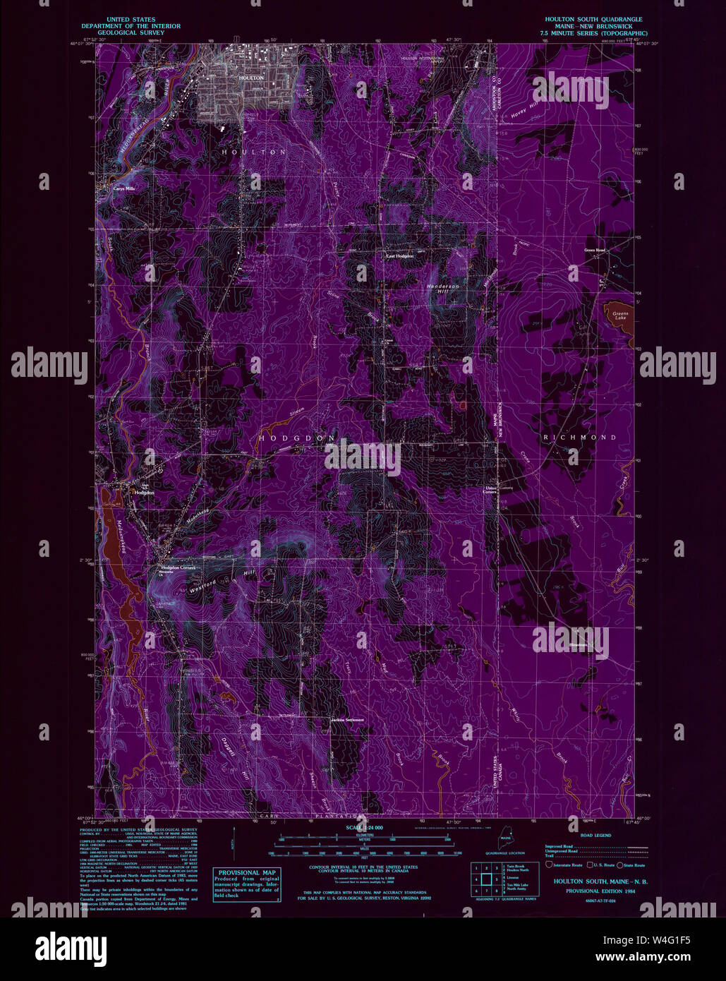 Maine USGS Historical Map Houlton South 806771 1984 24000 Inversion