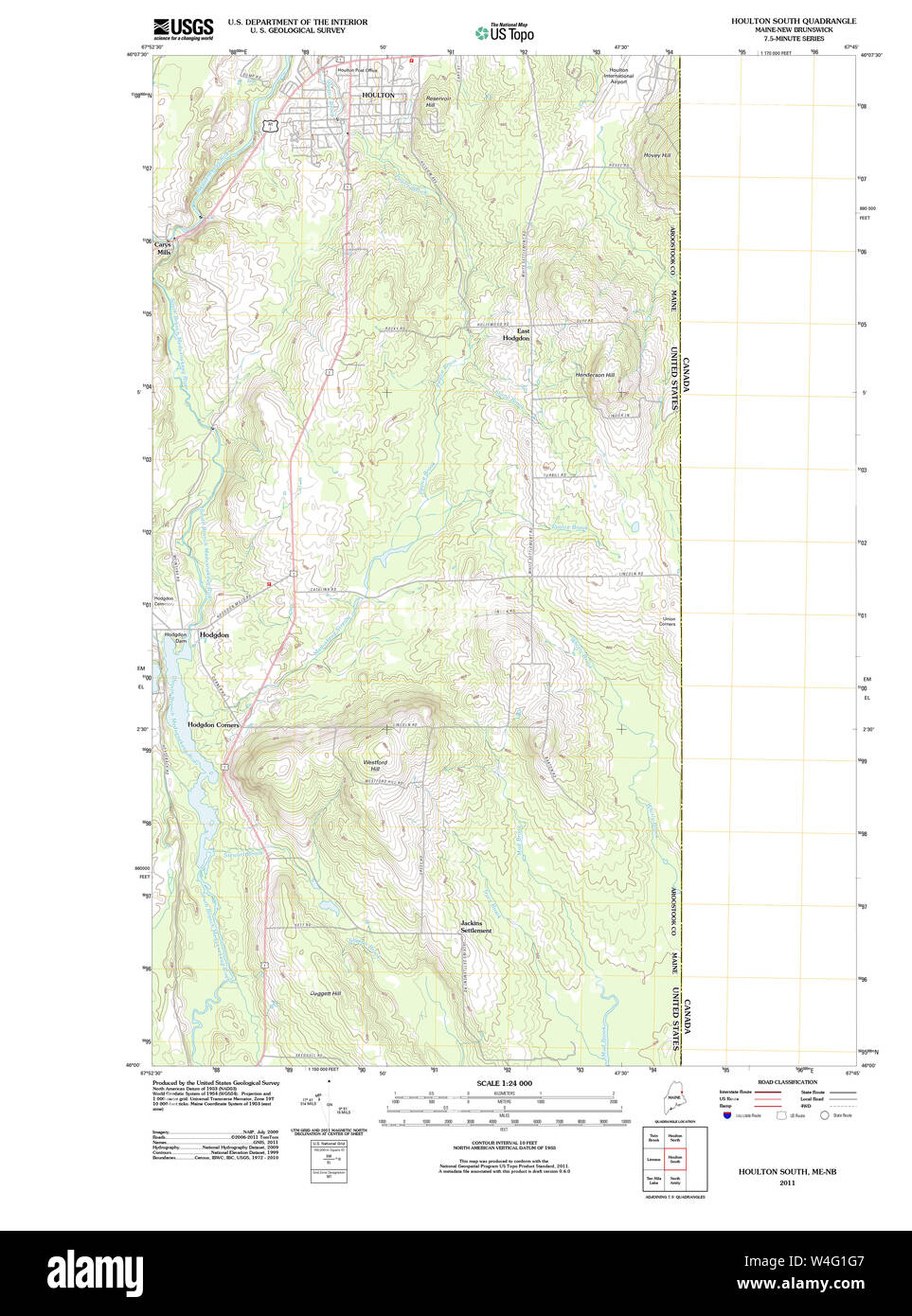Maine USGS Historical Map Houlton South 20110907 TM Restoration Stock