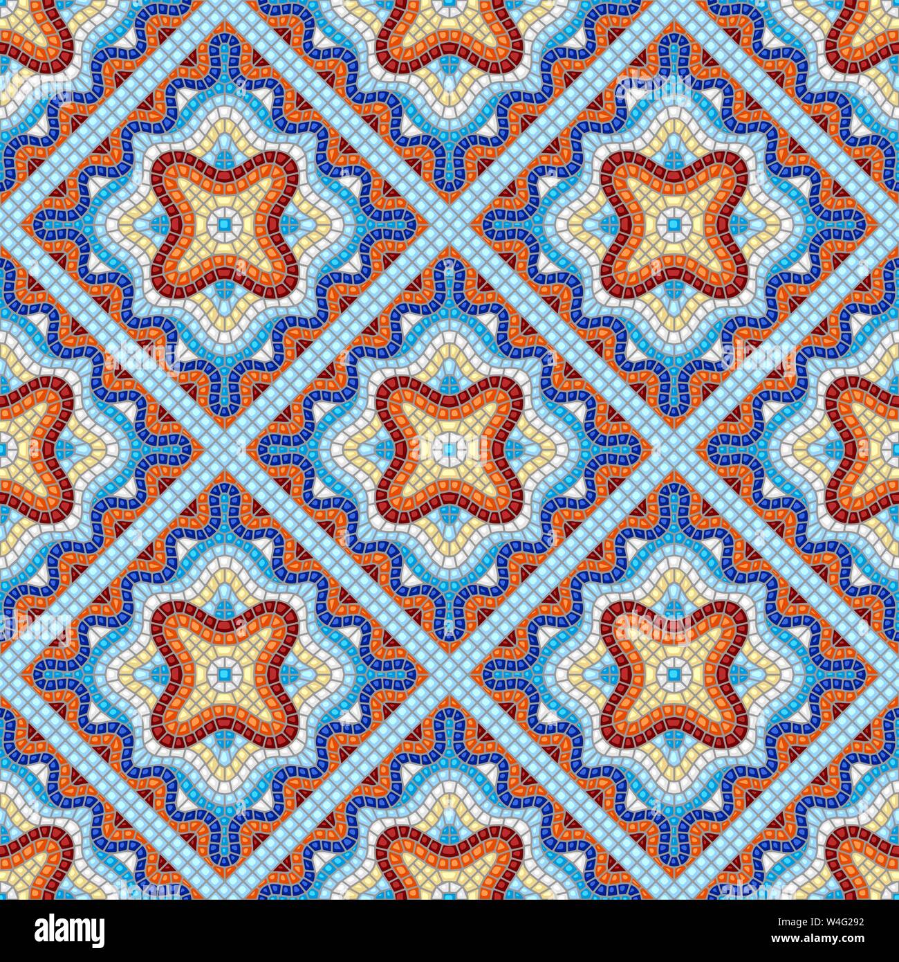 Ancient mosaic ceramic tile pattern. Stock Vector