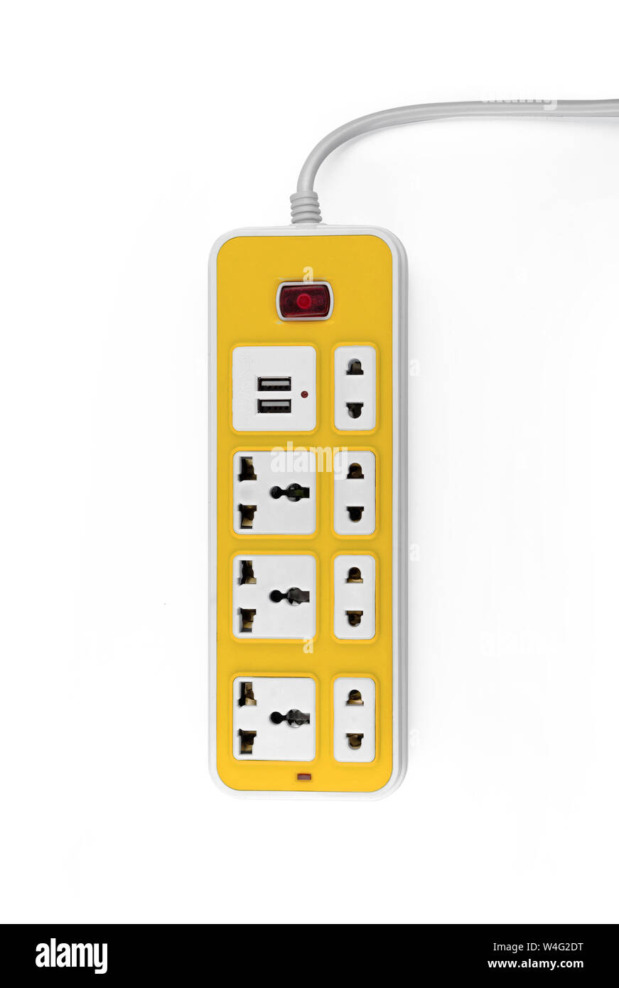 Electrical power strip or extension block and empty outlet tap with