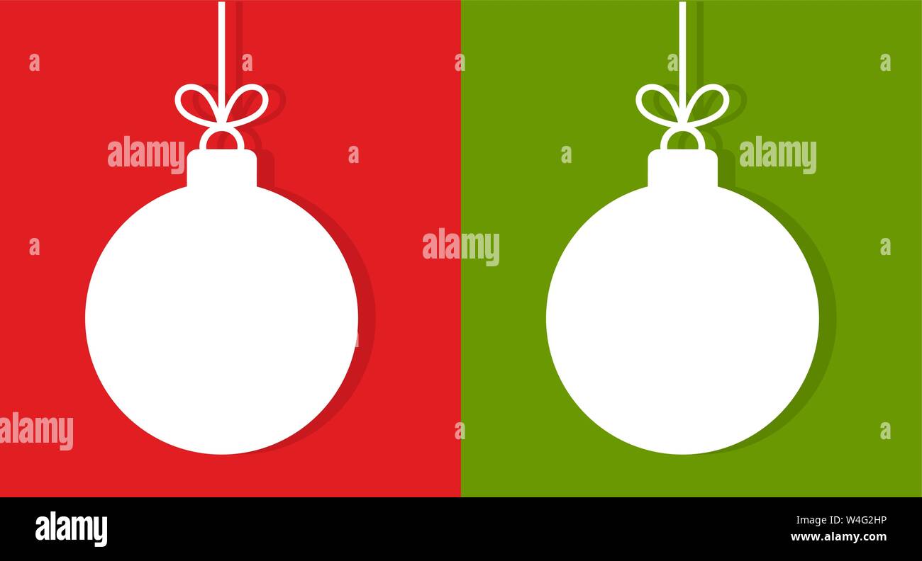 White Christmas balls on red and green background. Vector illustration ...