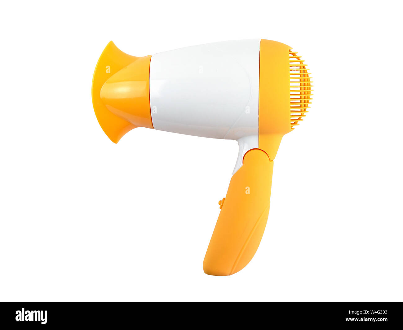 Yellow hair dryer isolated on white background Stock Photo Alamy