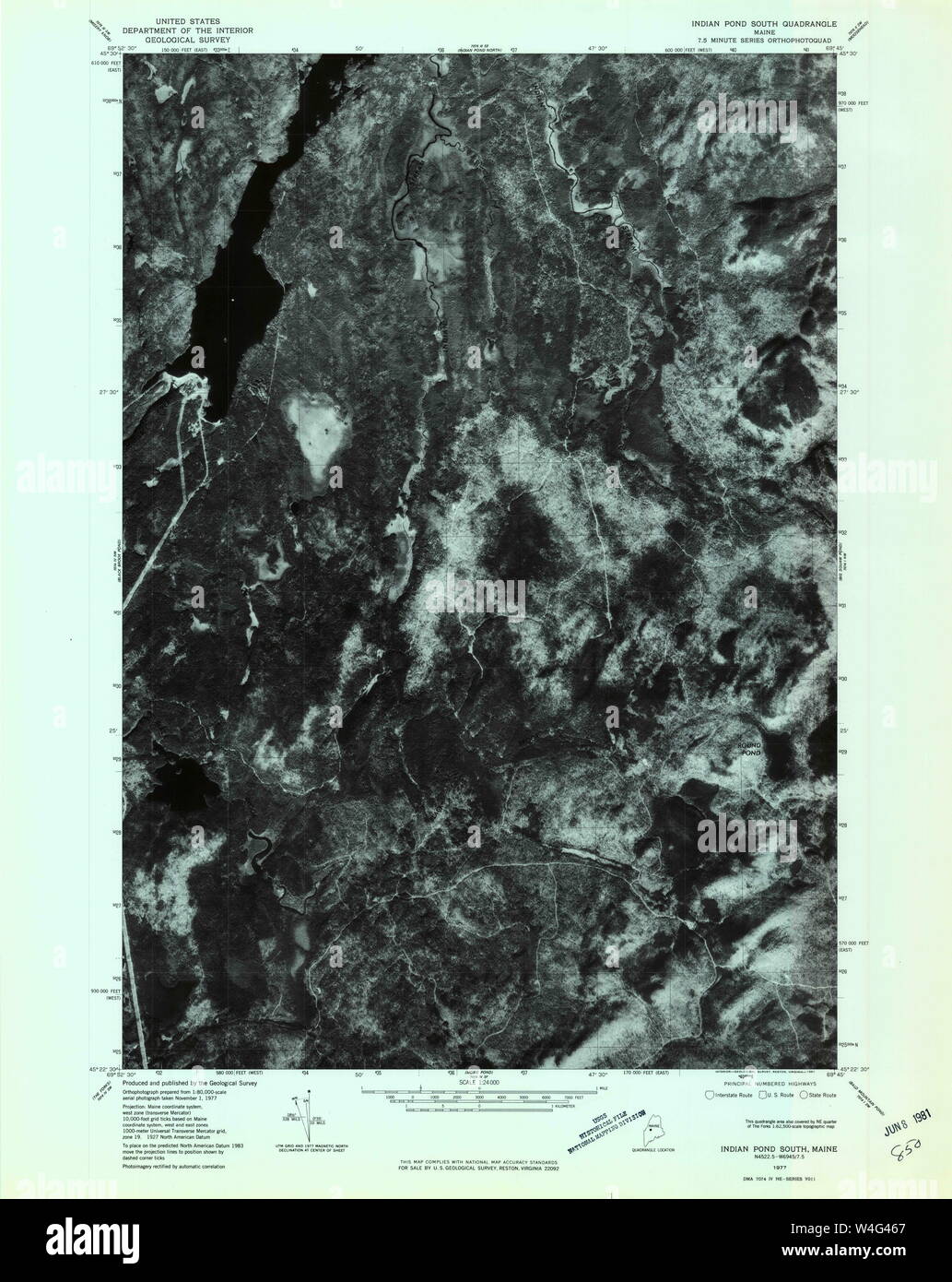 Maine USGS Historical Map Indian Pond South 806779 1977 24000 Restoration Stock Photo Alamy