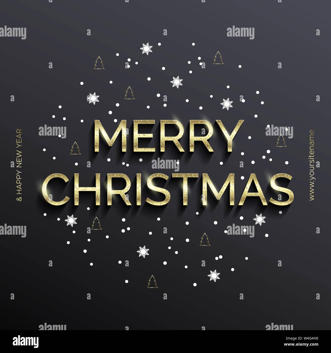 Golden text on black background. Merry Christmas Stock Vector Image ...
