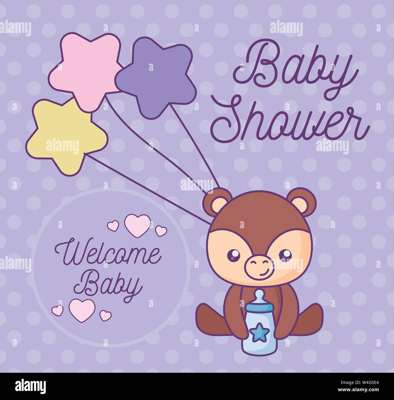 baby shower card with cute bear animal Stock Vector Image & Art - Alamy