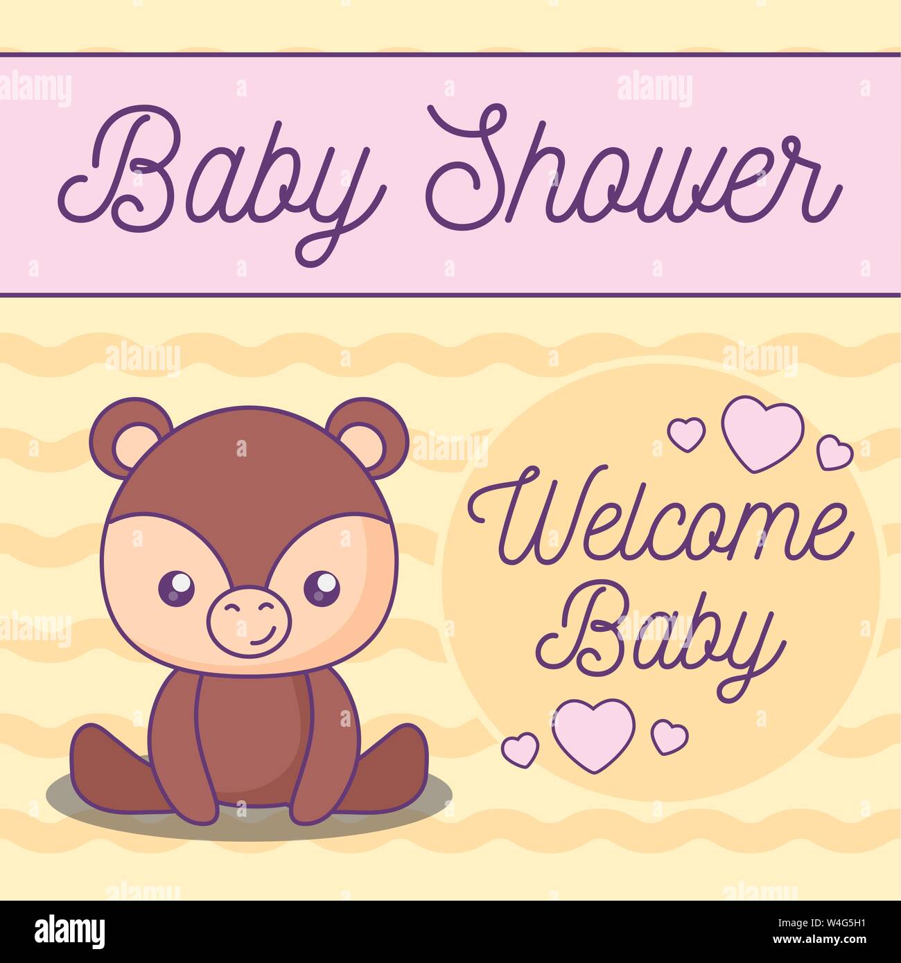 baby shower card with cute bear animal Stock Vector Image & Art - Alamy