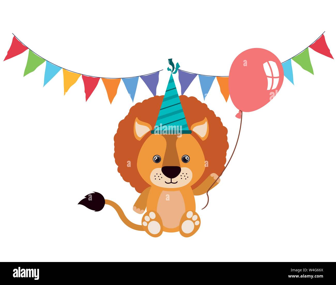 cute lion with helium balloon Stock Vector Image & Art - Alamy