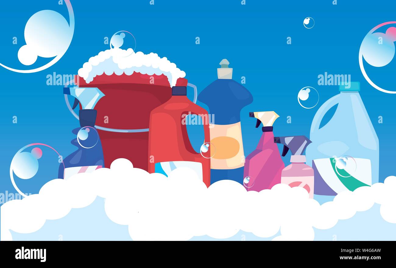 bucket detergent spray bleach bubbles cleaning products and supplies
