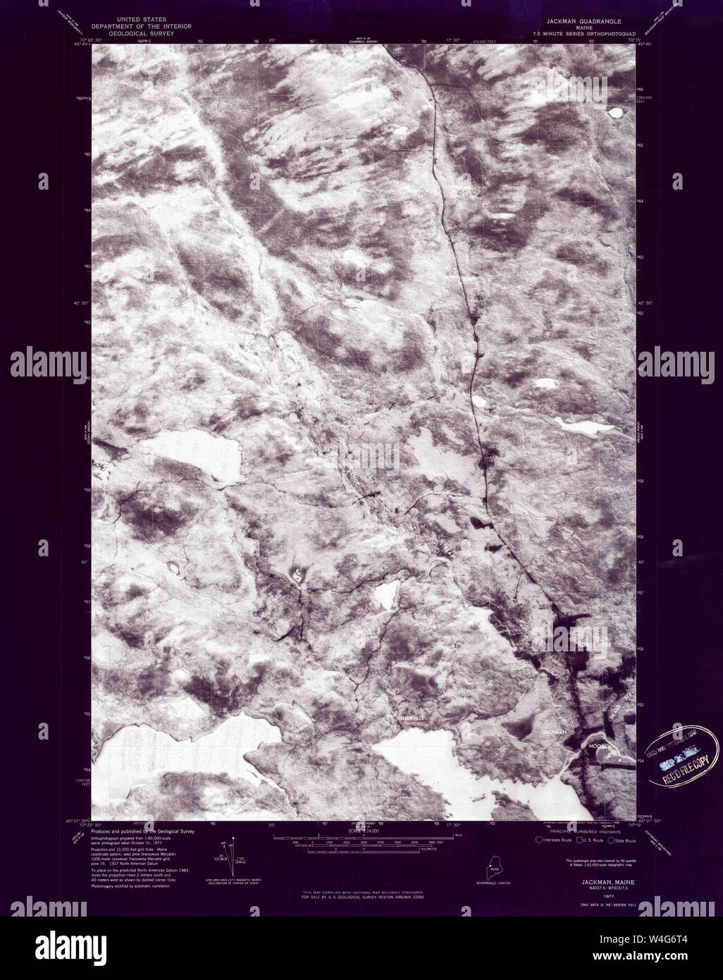 Maine USGS Historical Map Jackman 806791 1977 24000 Inversion