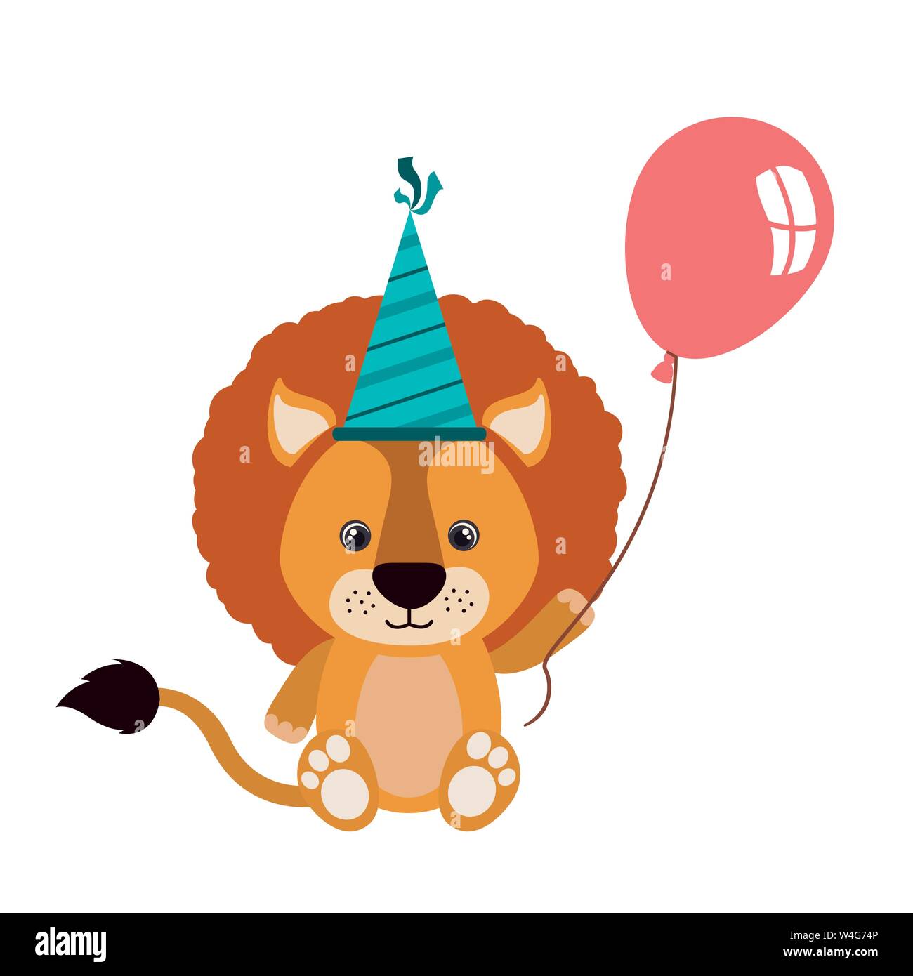 cute lion with helium balloon Stock Vector Image & Art - Alamy