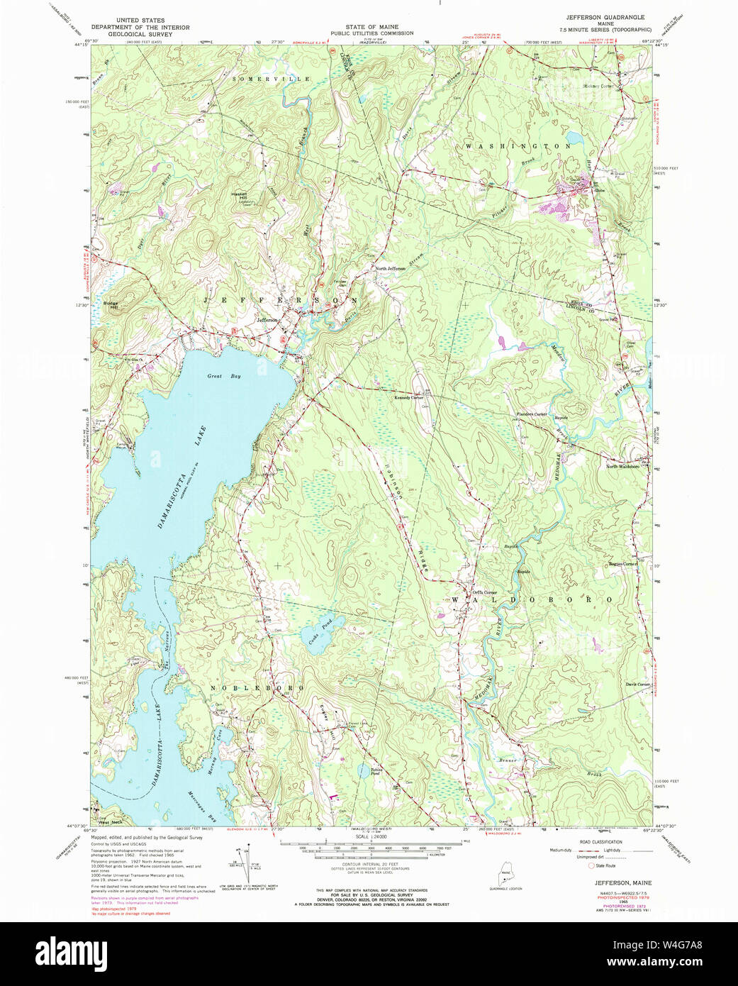 Maine USGS Historical Map Jefferson 105241 1965 24000 Restoration Stock