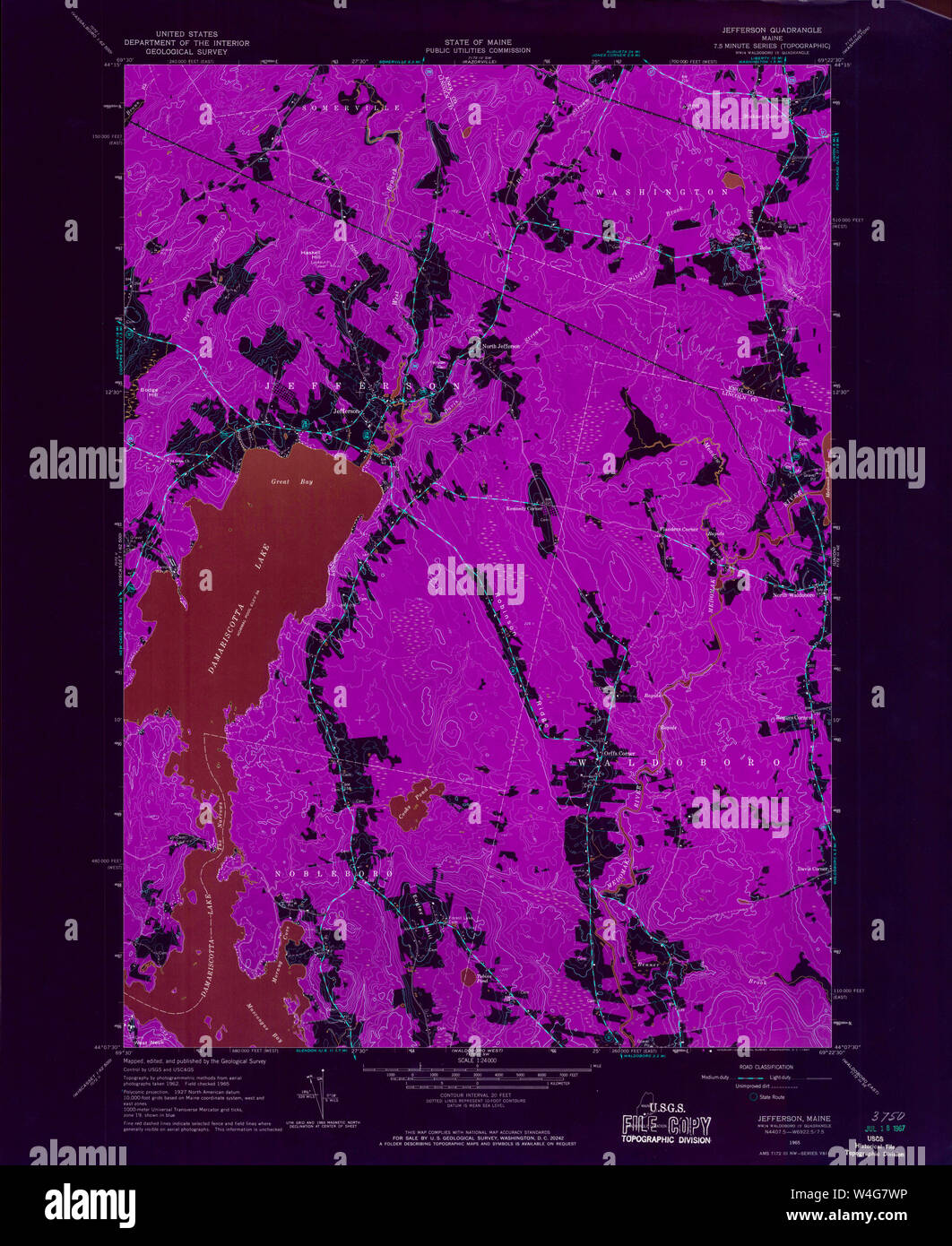 Maine USGS Historical Map Jefferson 806795 1965 24000 Inversion