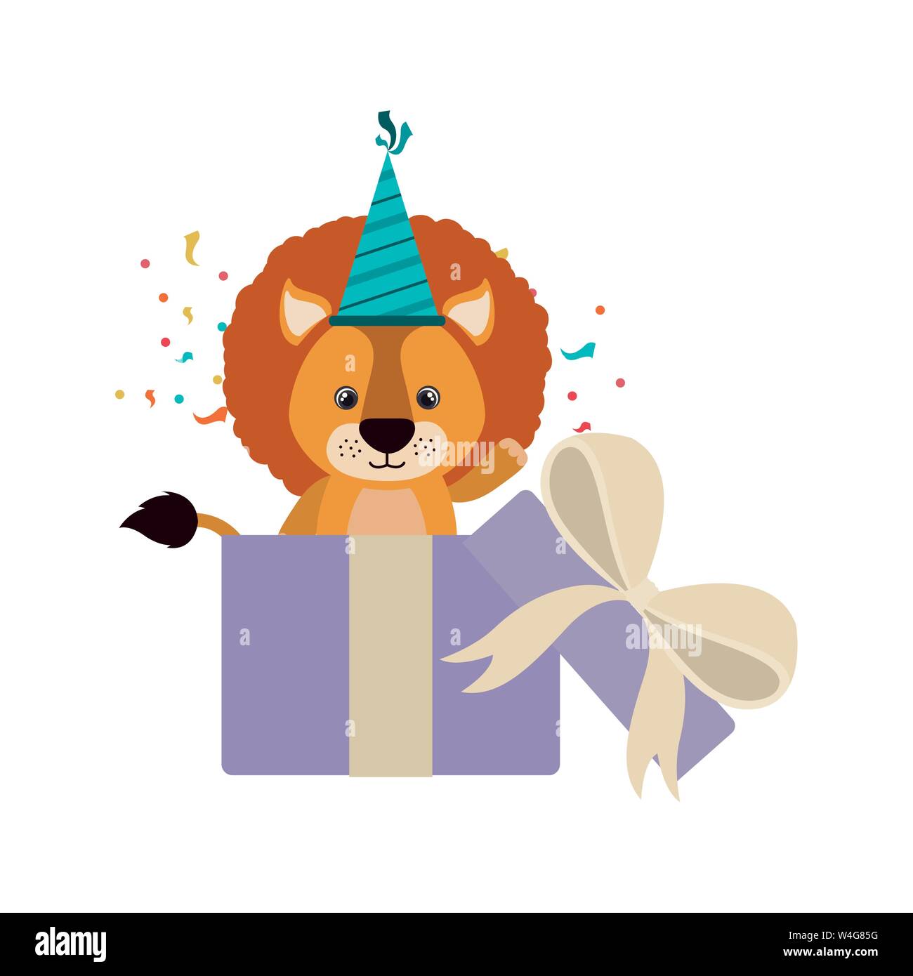 cute lion with gift box Stock Vector Image & Art - Alamy