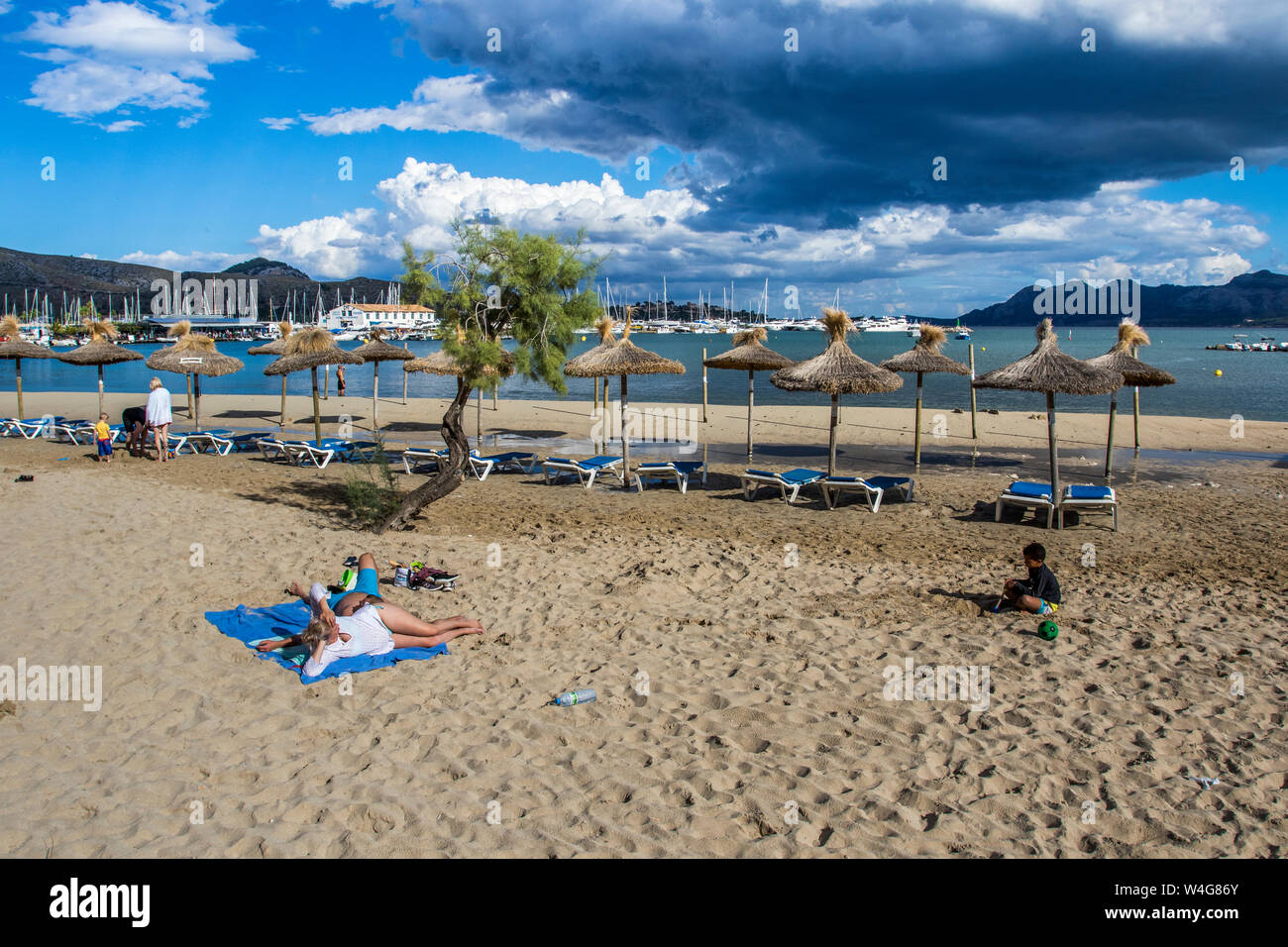 Majorca, Strand in Port de Pollenca, Mallorca, Spanien Stock Photo