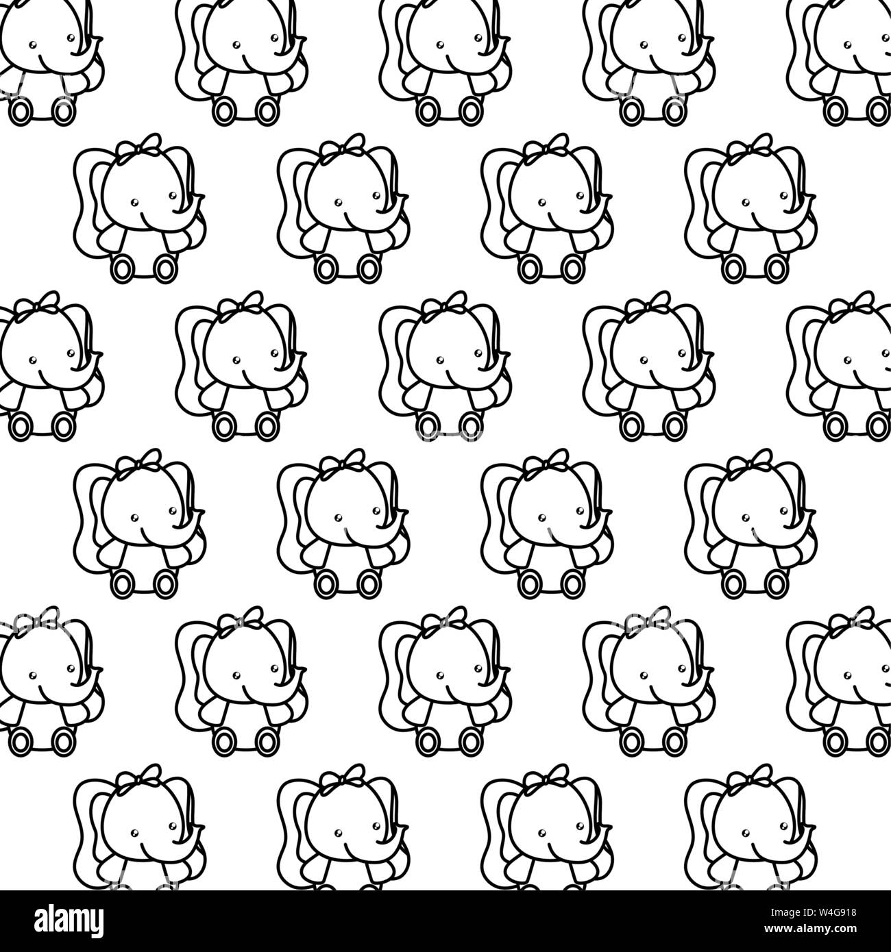 pattern of cute little elephants baby vector illustration design Stock ...