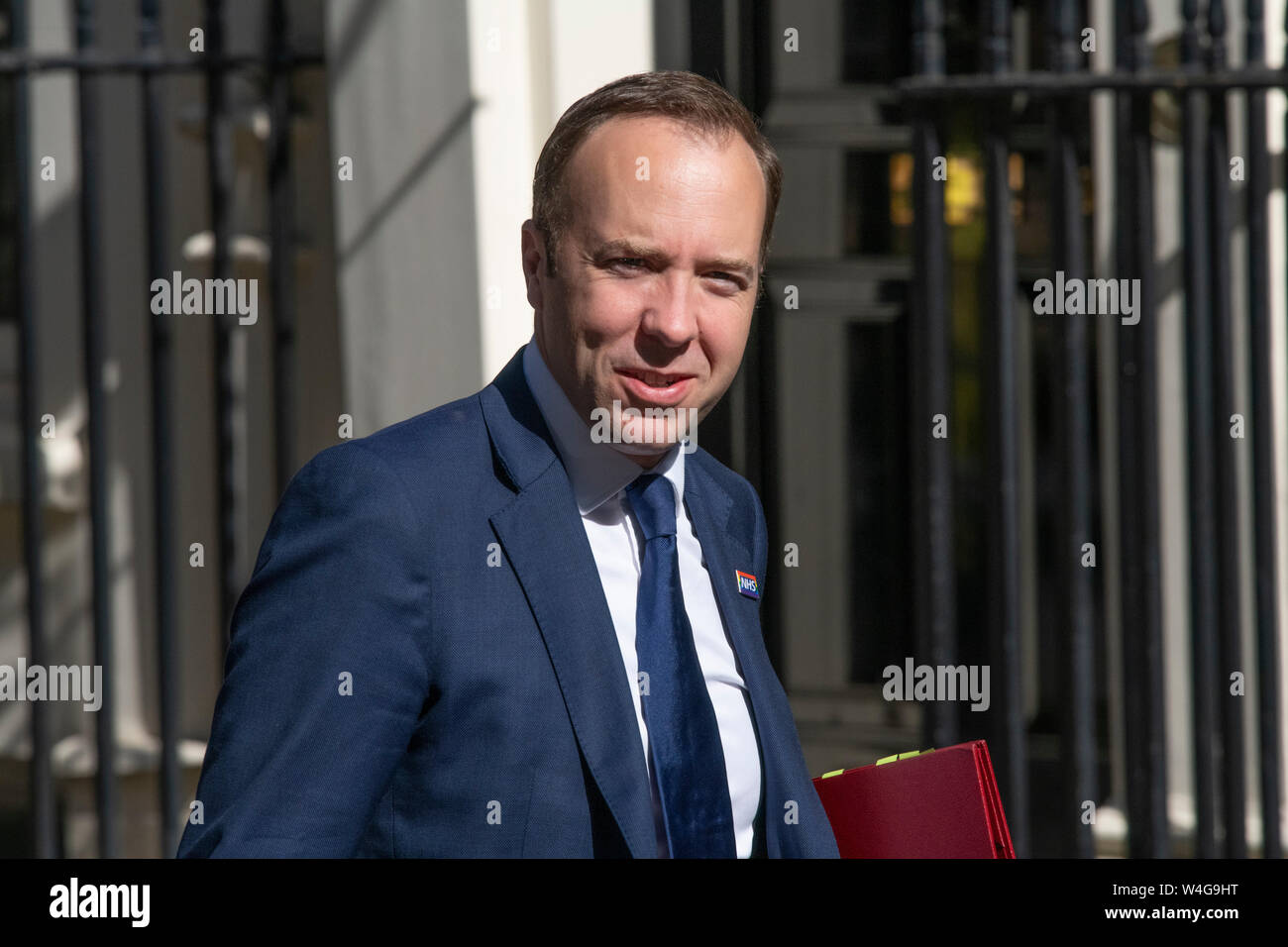 Downing Street, London, UK. 23rd July 2019. Matt Hancock, Secretary of State for Health and Social Care, arrives in Downing Street for final cabinet meeting before Boris Johnson is announced as new PM. Credit: Malcolm Park/Alamy Live News. Stock Photo