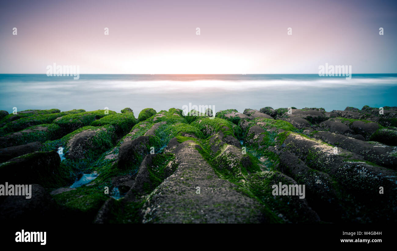 Taiwan, Laomei Reef, Sunset, Spring Stock Photo