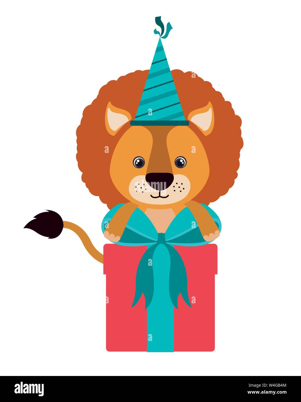 cute lion with gift box Stock Vector Image & Art - Alamy