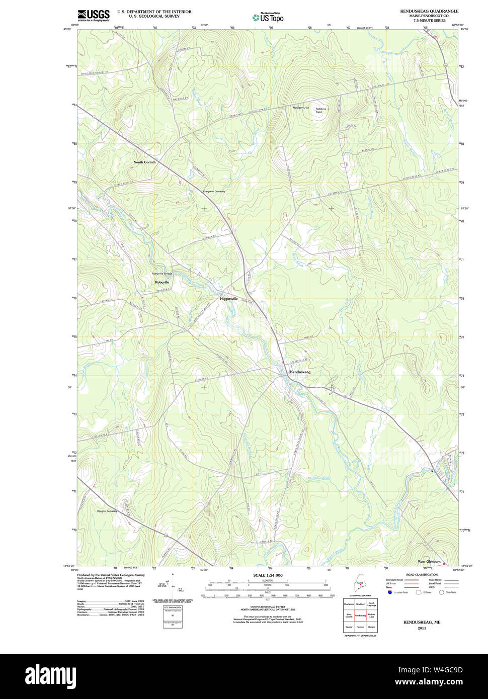 Maine USGS Historical Map Kenduskeag 20110909 TM Restoration Stock