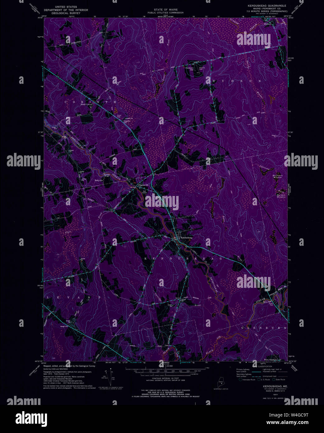 Maine USGS Historical Map Kenduskeag 105253 1977 24000 Inversion