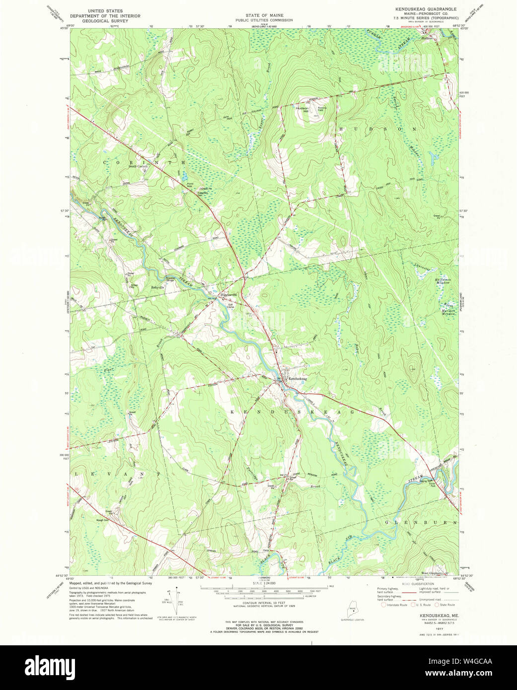 Maine USGS Historical Map Kenduskeag 105253 1977 24000 Restoration