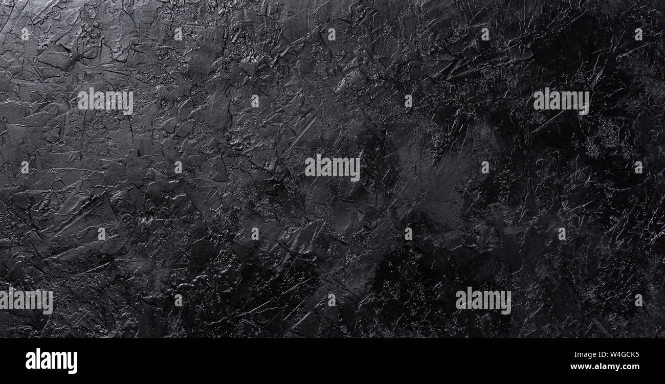 Black stone texture, dark slate background, top view Stock Photo