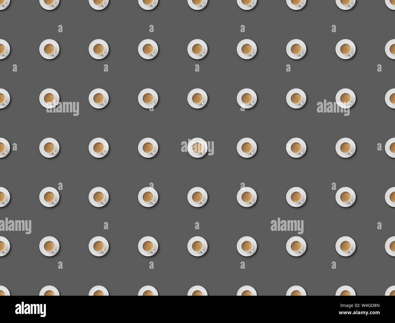 seamless pattern with coffee cups and saucers on grey background Stock ...