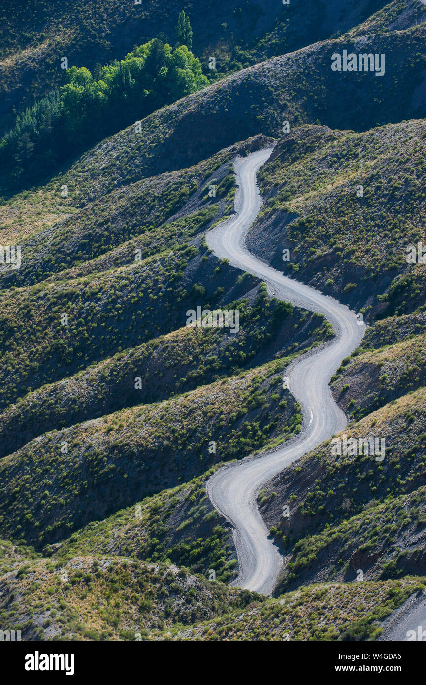 Serpentine, mountain road near Mendoza, Argentina, South America Stock