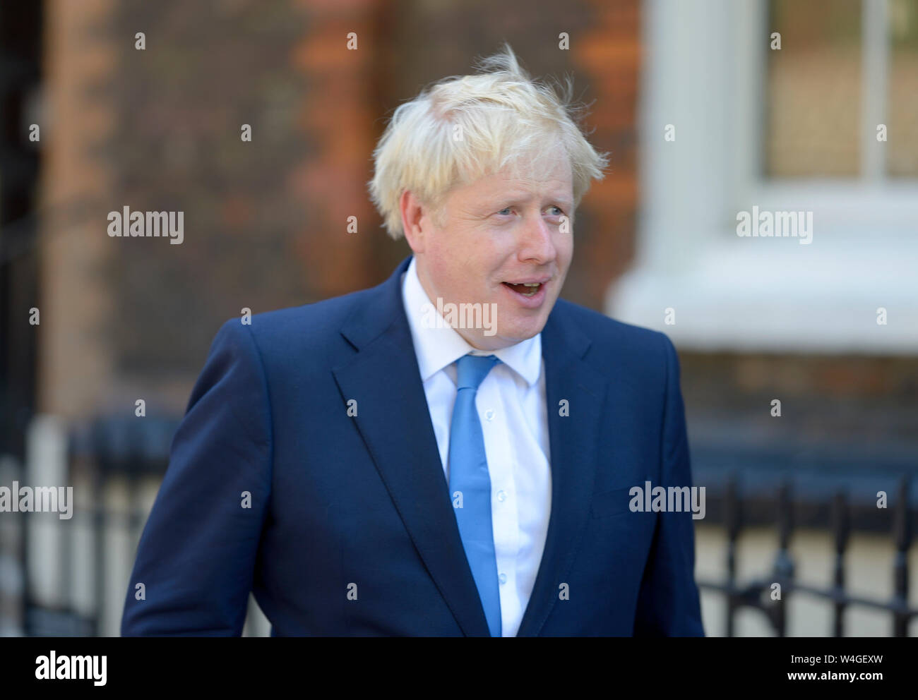 London, UK. July 23rd. Boris Johnson leaves his base in Great College Street, Westminster, after his election as leader of the Conservative Party and, therefore, Prime Minister Credit: PjrFoto/Alamy Live News Stock Photo
