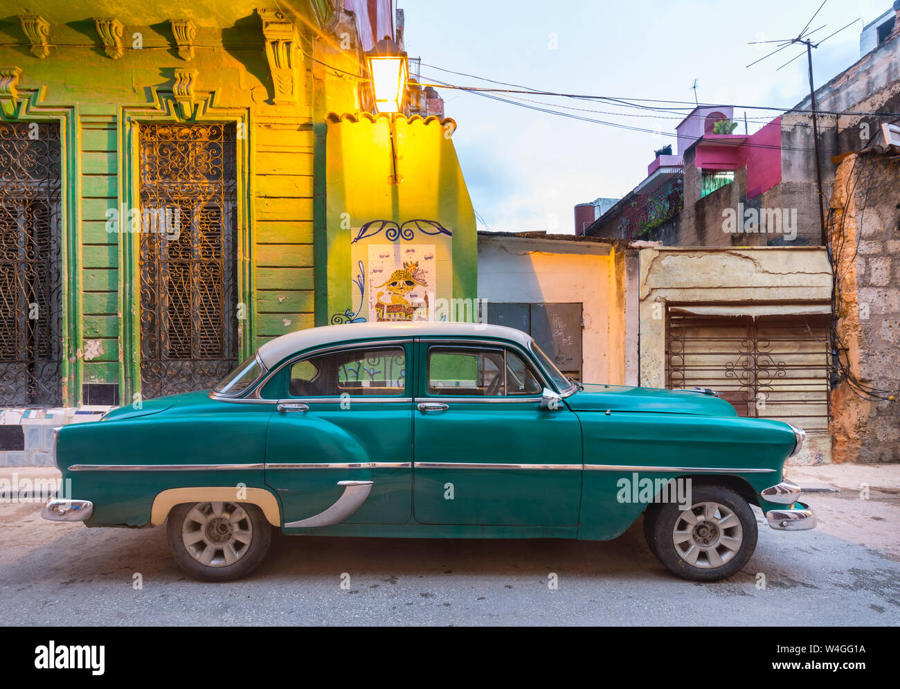 Parked vintage car, Havana, Cuba Stock Photo