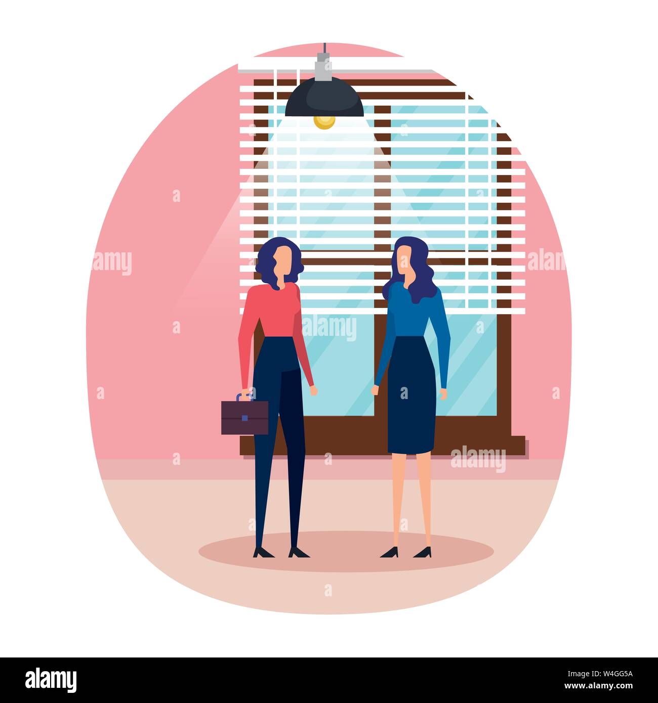 elegant young businesswomen in the workplace Stock Vector Image & Art ...