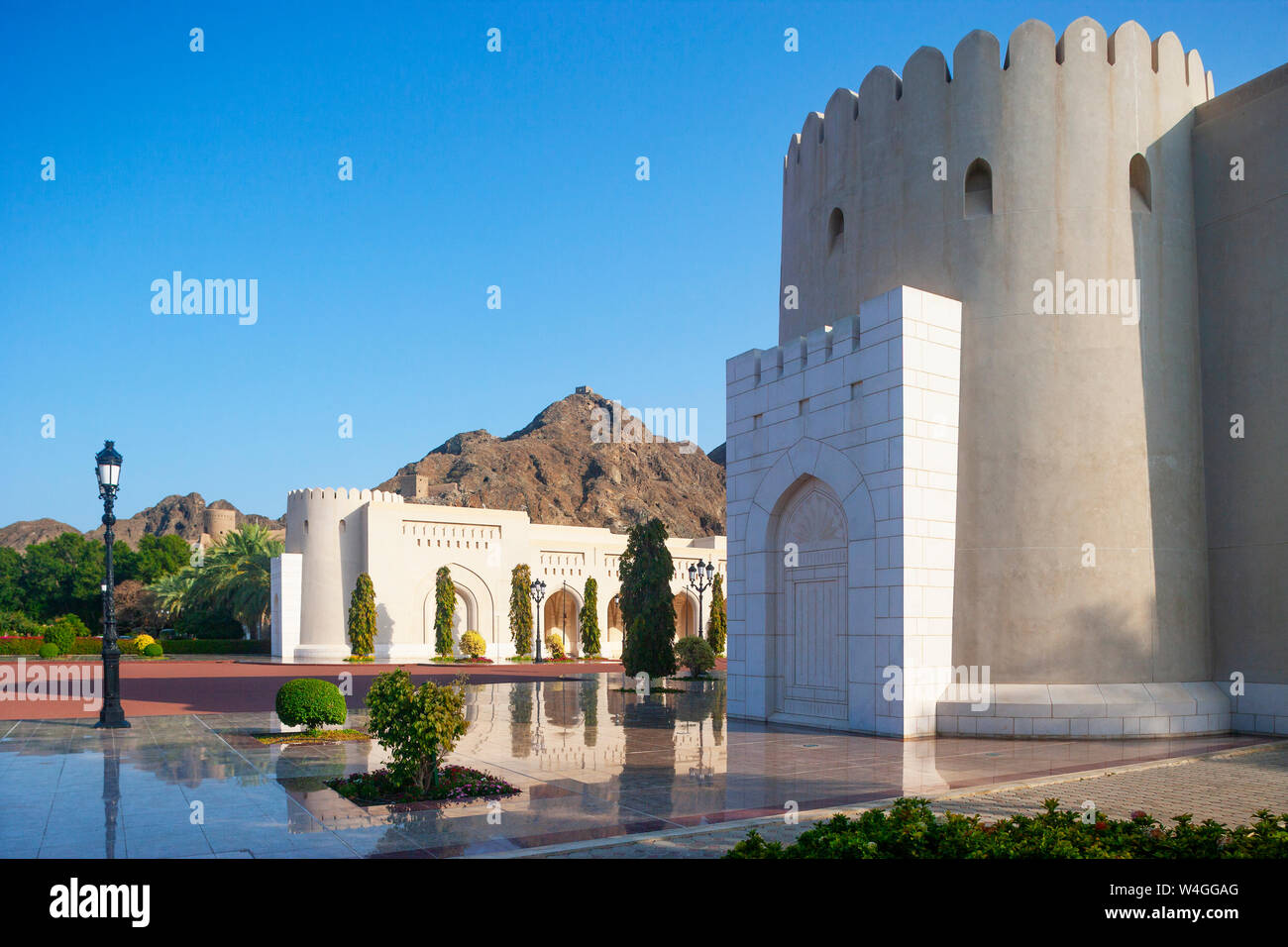 Al Alam Palace, government district, Muscat, Oman Stock Photo