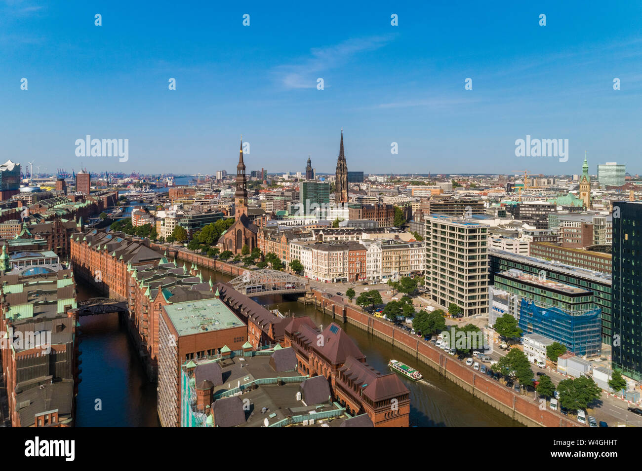 Cityscape with old town and new town, Hamburg, Germany Stock Photo