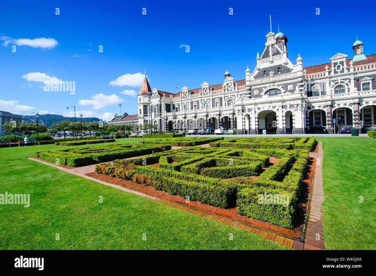 Edwardian railway station, Dunedin, South Island, New Zealand Stock Photo