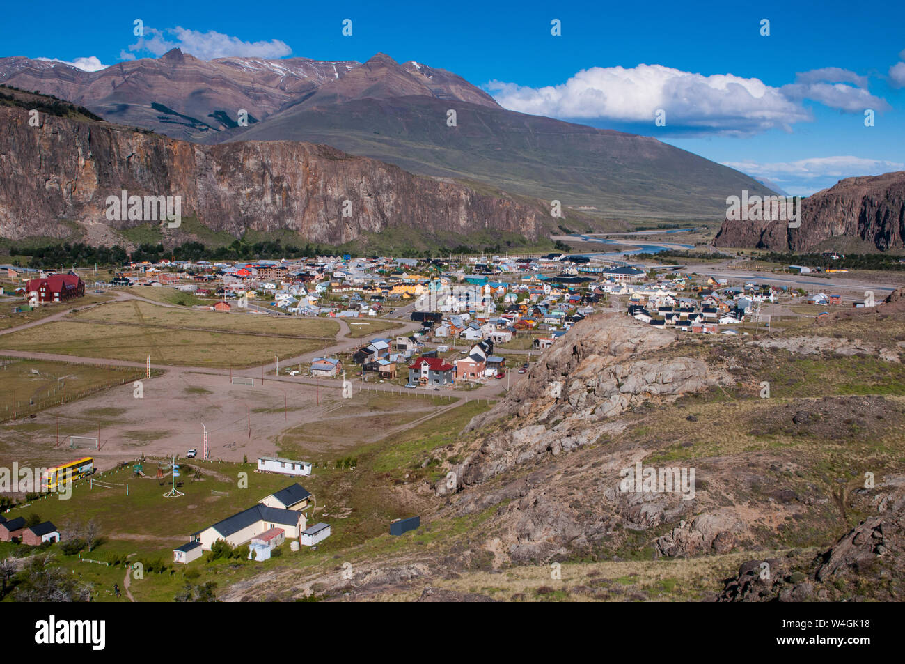 Panorama of El Chalten, Los Glaciares National Park, Argentina, South America Stock Photo