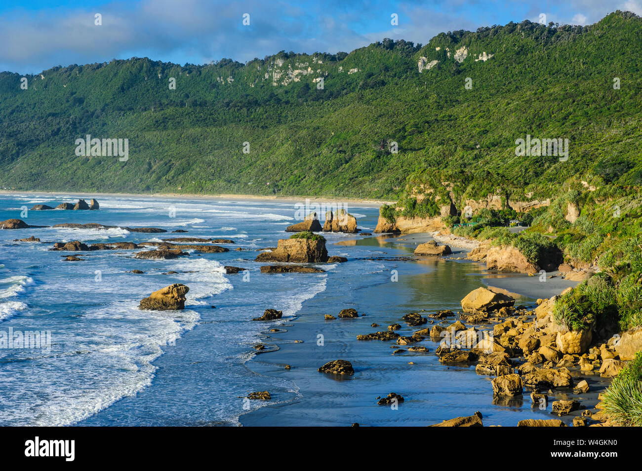 The untouched west coast of the South Island between Greymouth and Westport, New Zealand Stock Photo