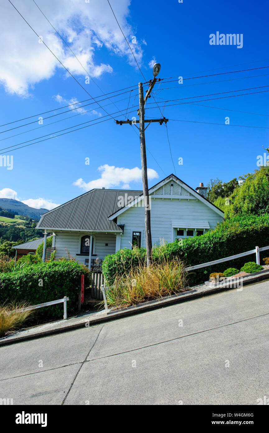 Baldwin Street, the world's steepest residential street, Dunedin, South Island, New Zealand Stock Photo