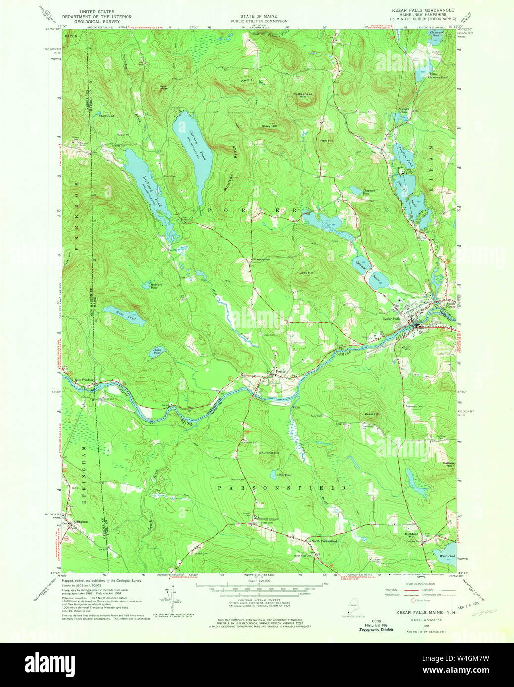 Maine USGS Historical Map Kezar Falls 806814 1964 24000 Restoration Stock Photo