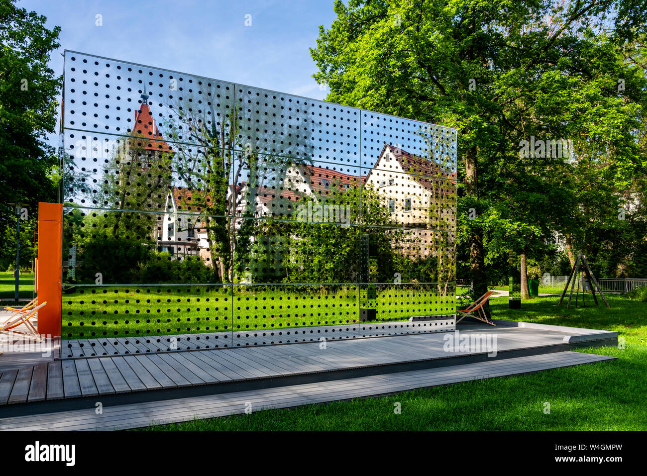 Reflection of the old town, Waiblingen, Germany Stock Photo