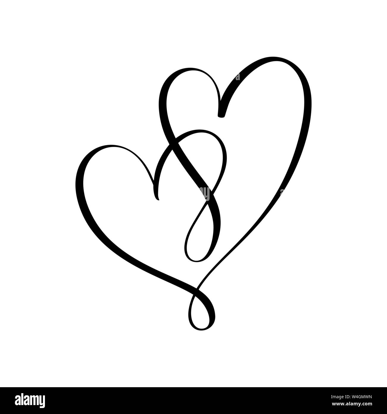 Heart two black sign. Icon on white background. Vector illustration  romantic symbol linked, join, love, passion and wedding. Template for t  shirt Stock Vector Image & Art - Alamy