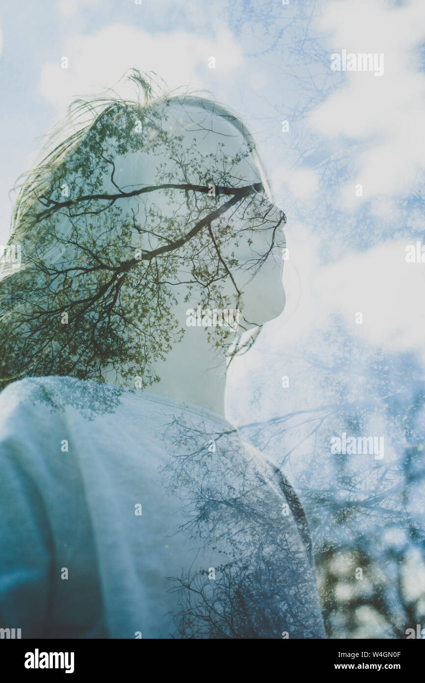 Double exposure silhouette hi-res stock photography and images - Alamy