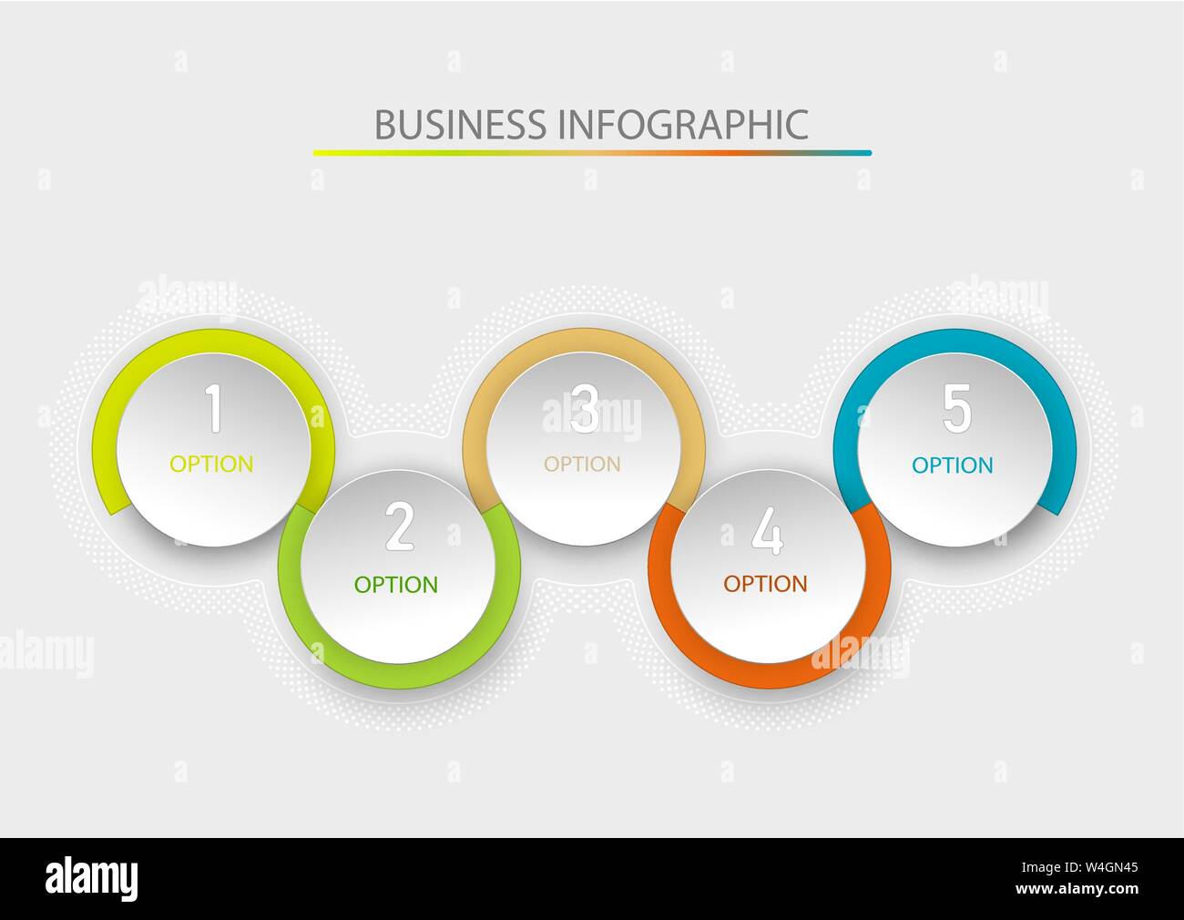 Abstract infographic template with a five steps. Vector illustration. Stock Vector