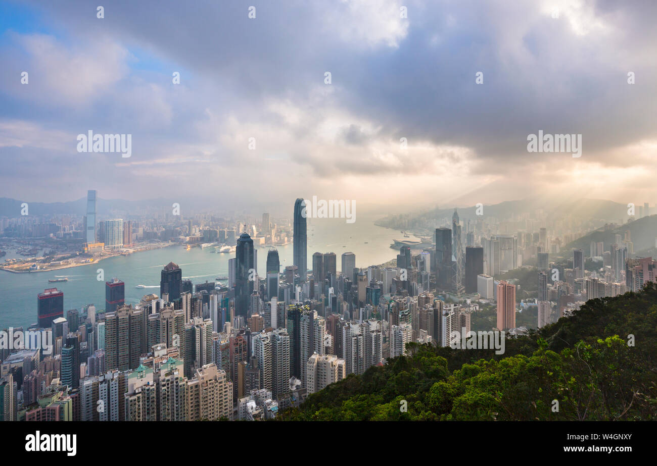 Hong Kong Central skyline and Victoria Harbour, Hong Kong, China Stock Photo
