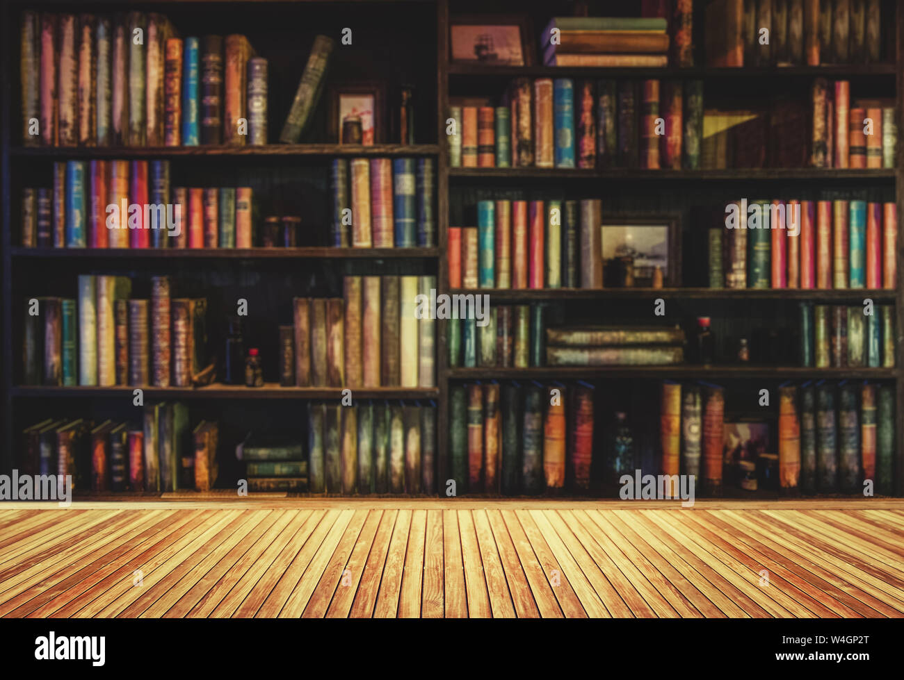 blurred bookshelf Many old books in a book shop or library Stock Photo Alamy