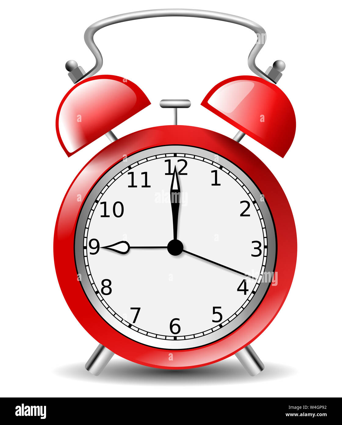 red alarm clock realistic illustration Stock Photo