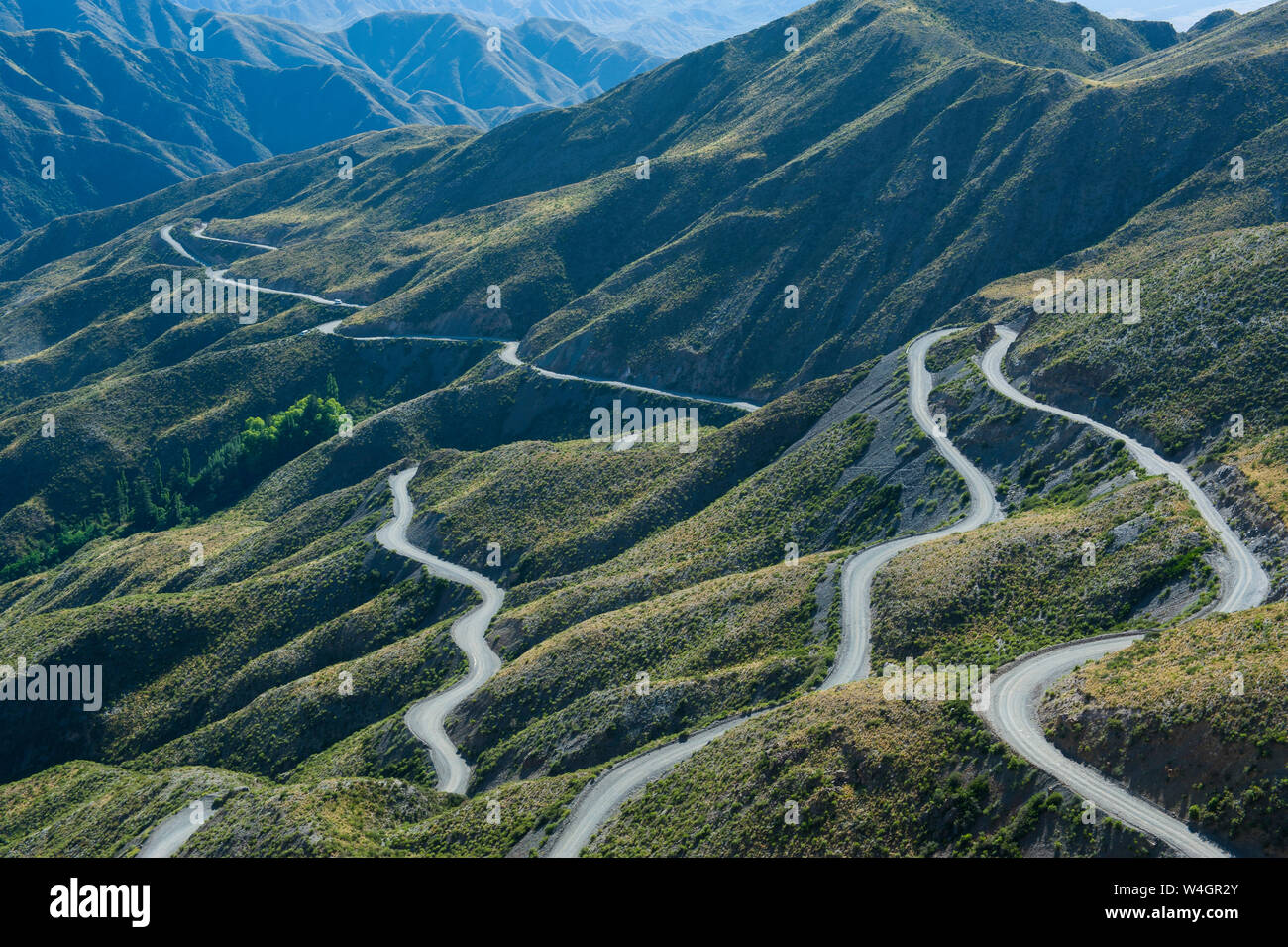 Serpentine, mountain road near Mendoza, Argentina, South America Stock Photo