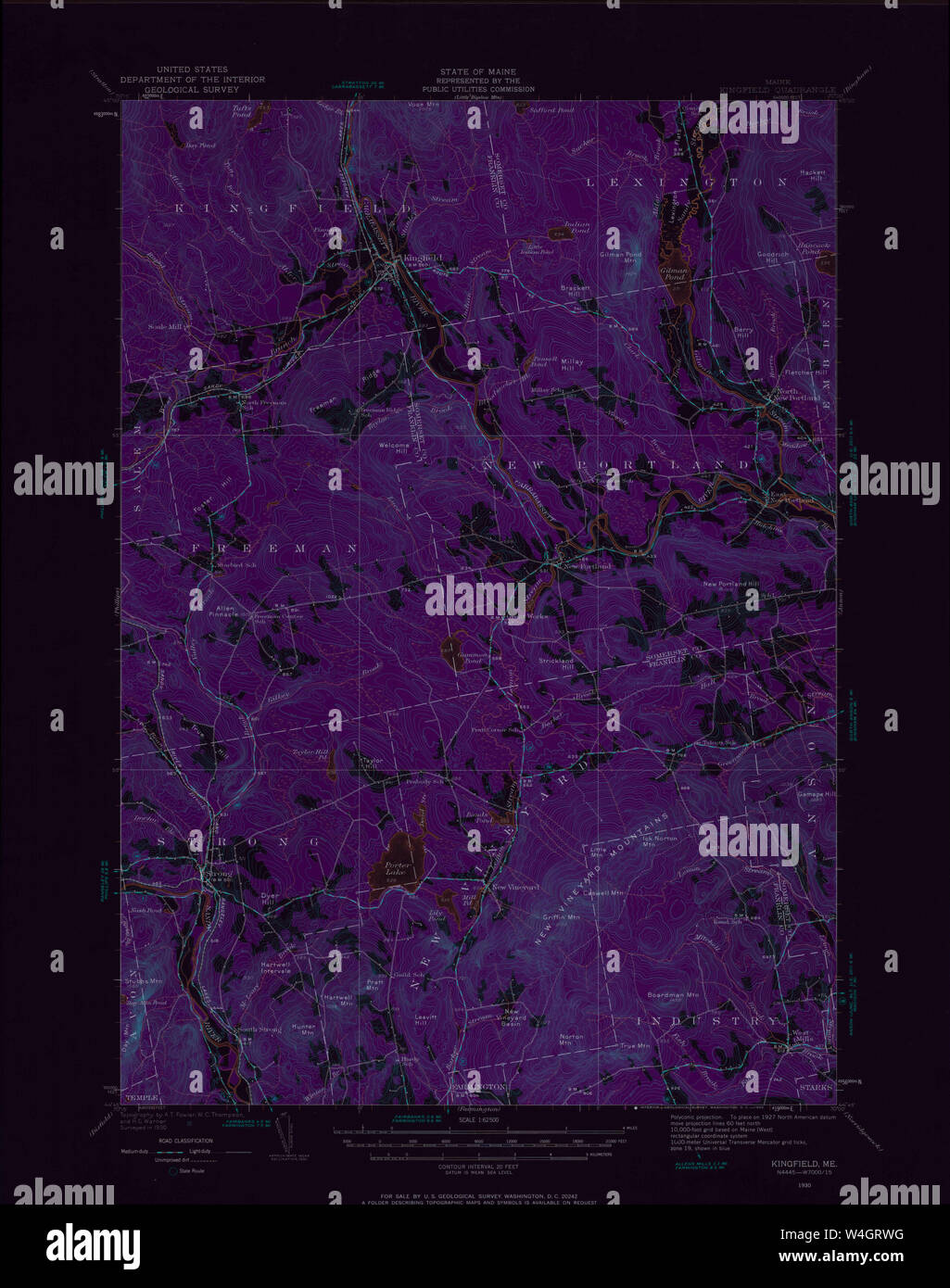 Maine USGS Historical Map Kingfield 306628 1930 62500 Inversion